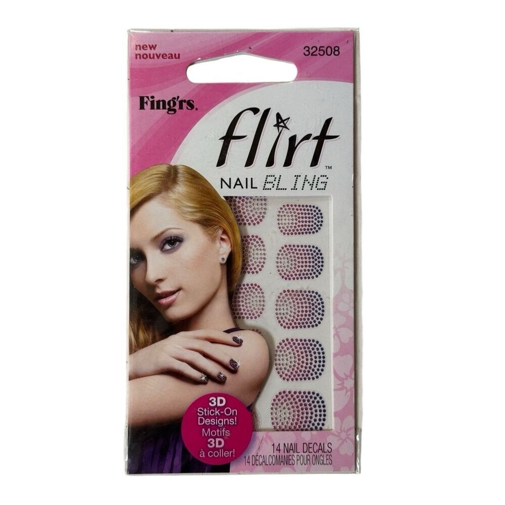 Fingrs FLIRT Nail Bling 14 Pink Purple Nail Decals 3D Sicker Designs ~ 32508